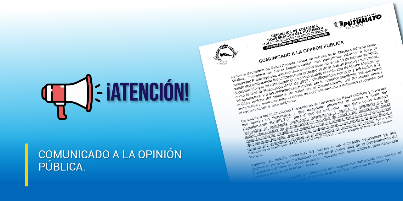 Comunicado a la Opinión pública sobre hechos que involucra un vehículo de transporte ambulatorio